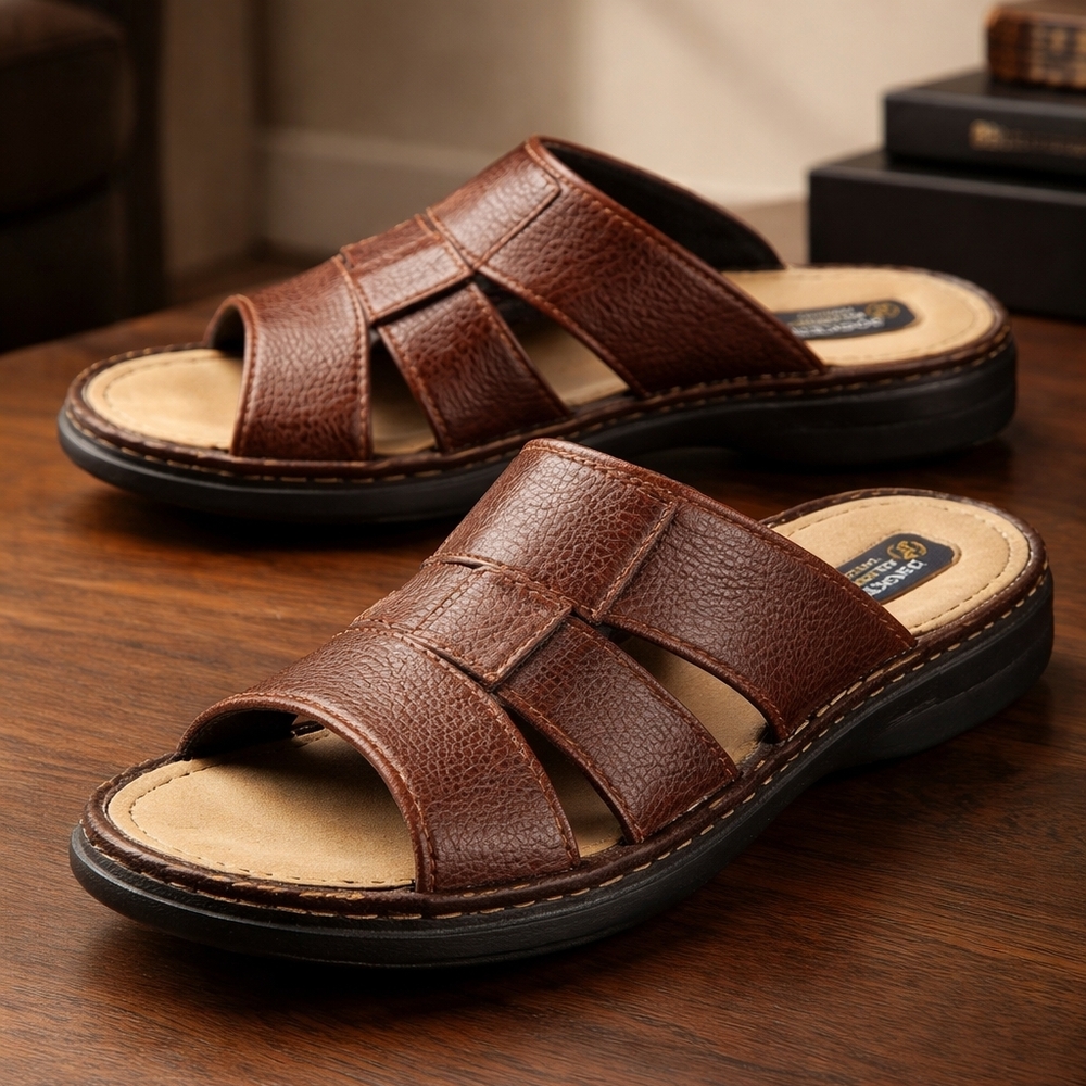 Dockers Men's Casual Walking 13 M  Dark Brown Slip On Sandals VGC